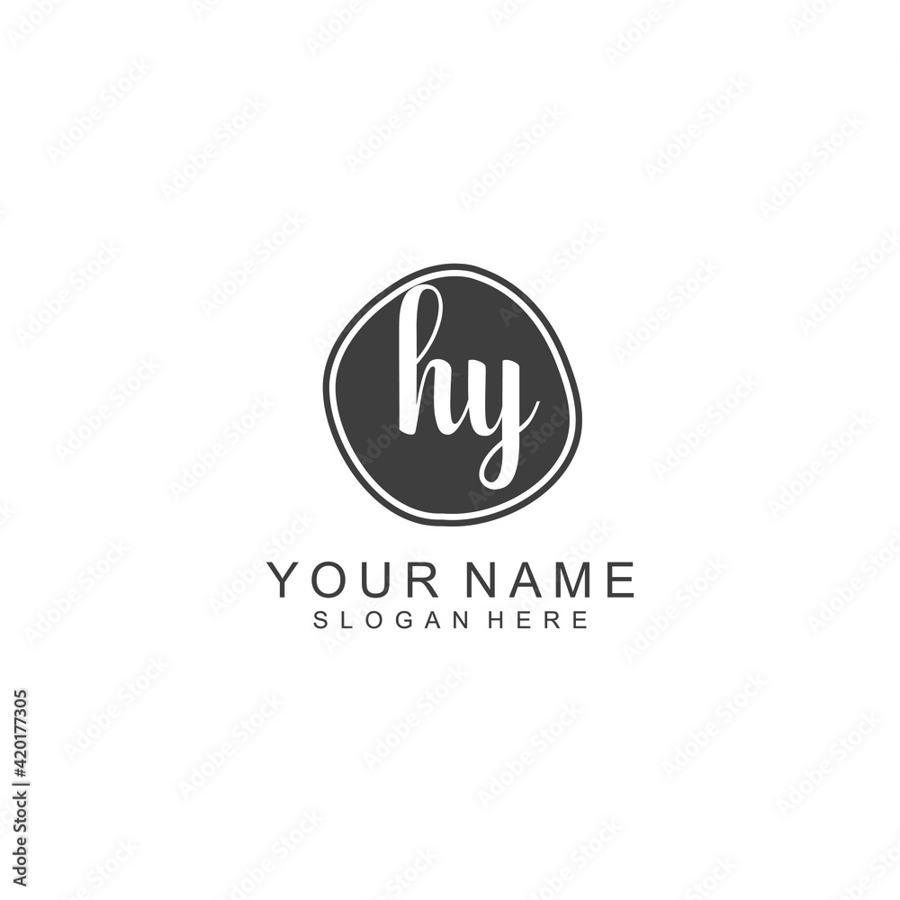 HY beautiful Initial handwriting logo template HY beautiful Initial handwriting logo template