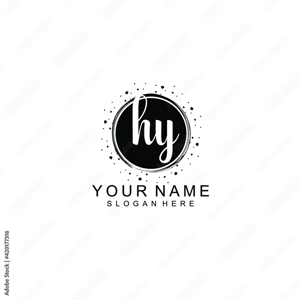 HY beautiful Initial handwriting logo template