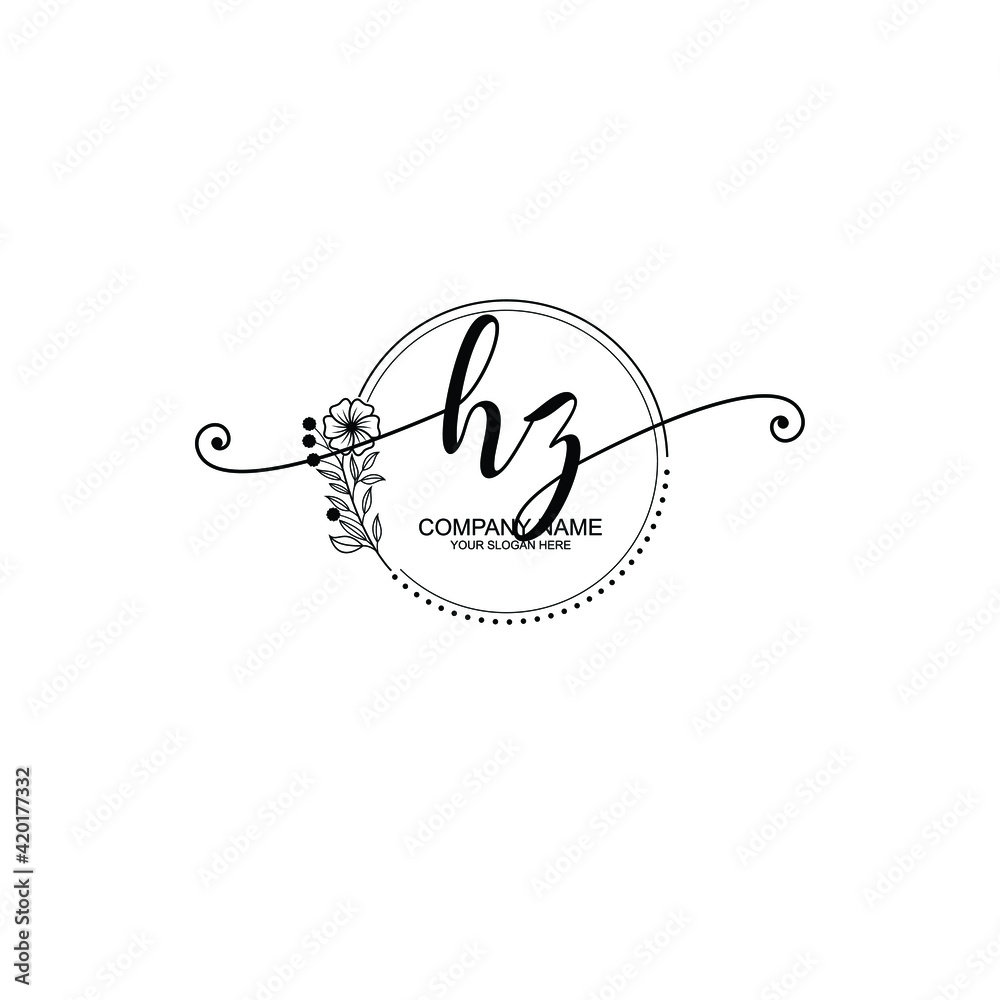 HZ beautiful Initial handwriting logo template HZ beautiful Initial handwriting logo template