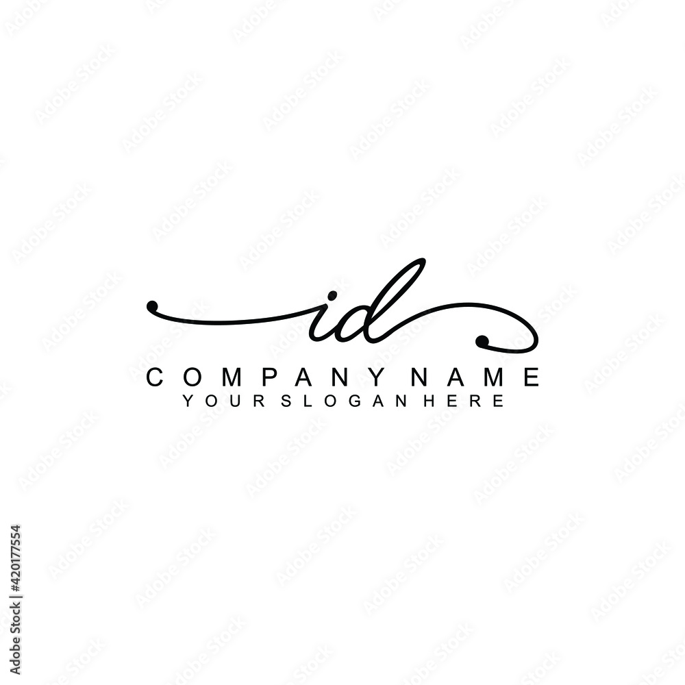 ID beautiful Initial handwriting logo template ID beautiful Initial handwriting logo template