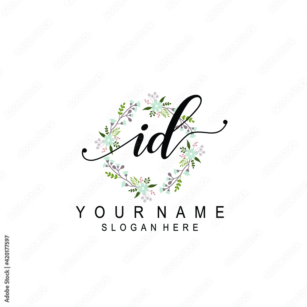 ID beautiful Initial handwriting logo template
