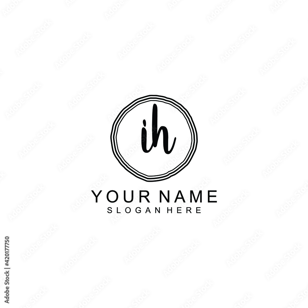 IH beautiful Initial handwriting logo template IH beautiful Initial handwriting logo template