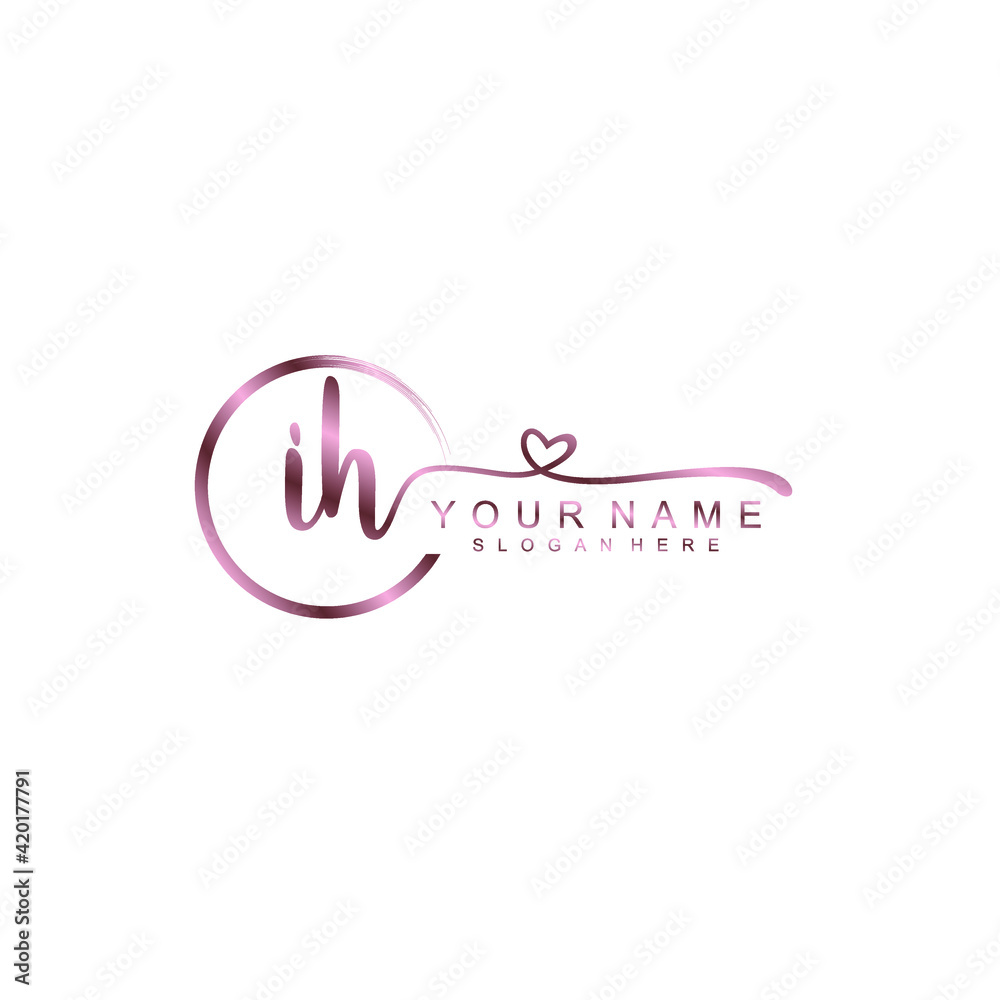 IH beautiful Initial handwriting logo template