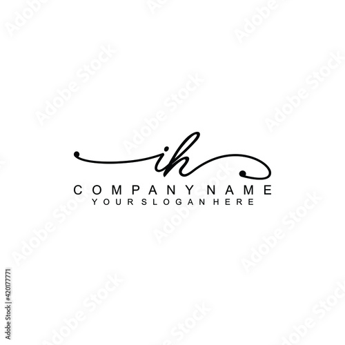 IH beautiful Initial handwriting logo template