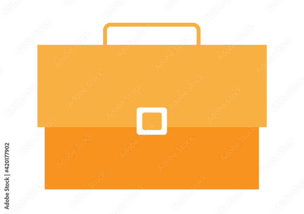 Orange briefcase icon isolated on abstract background