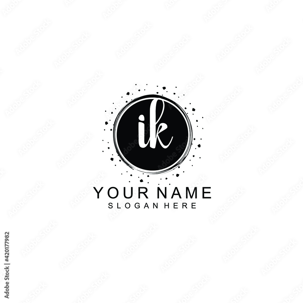 IK beautiful Initial handwriting logo template IK beautiful Initial handwriting logo template