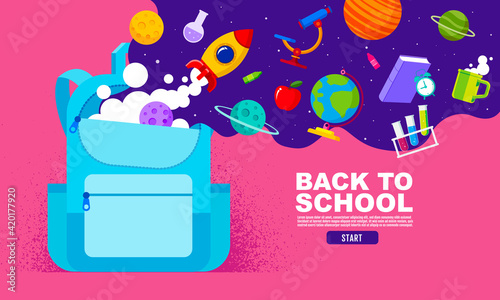 back to school sale banner, poster, flat design colorful, vector