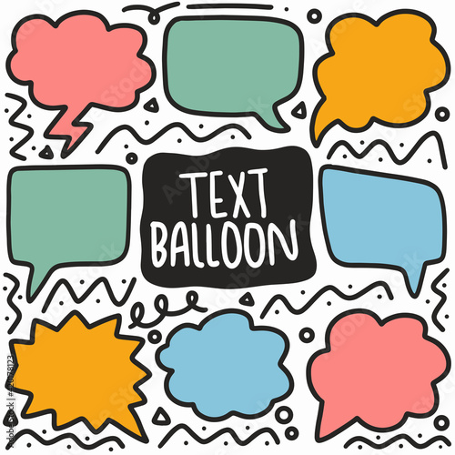 hand drawn doodle various text balloon photo