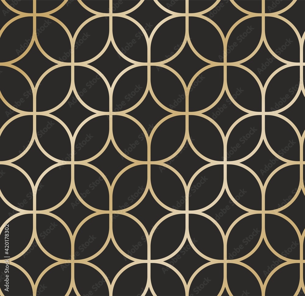 Naklejka premium Vector seamless gold muslim ornament on black background. islamic mosque. for background and wallpaper