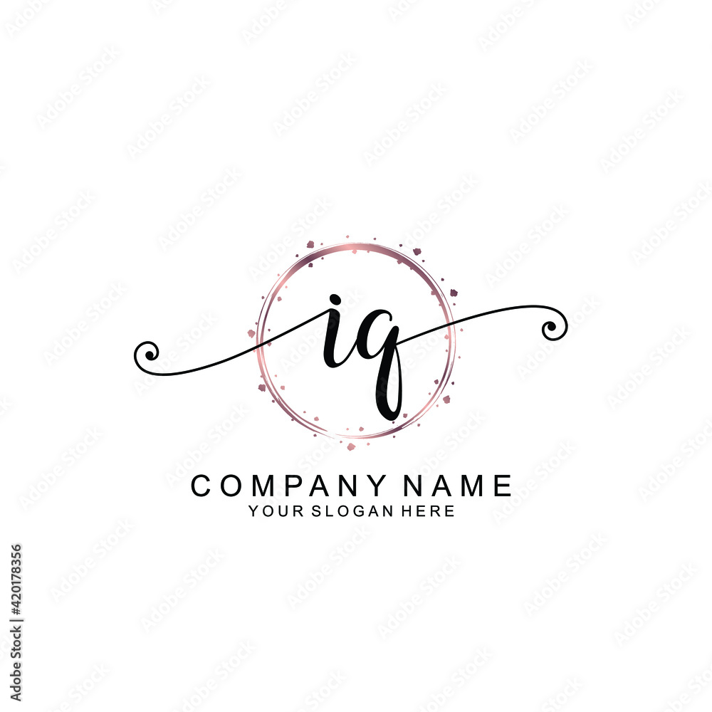IQ beautiful Initial handwriting logo template IQ beautiful Initial handwriting logo template