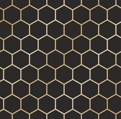 Stickers Industriële stijl patronen Gouden honingraat patroon zwart luxe  © Ana Lo