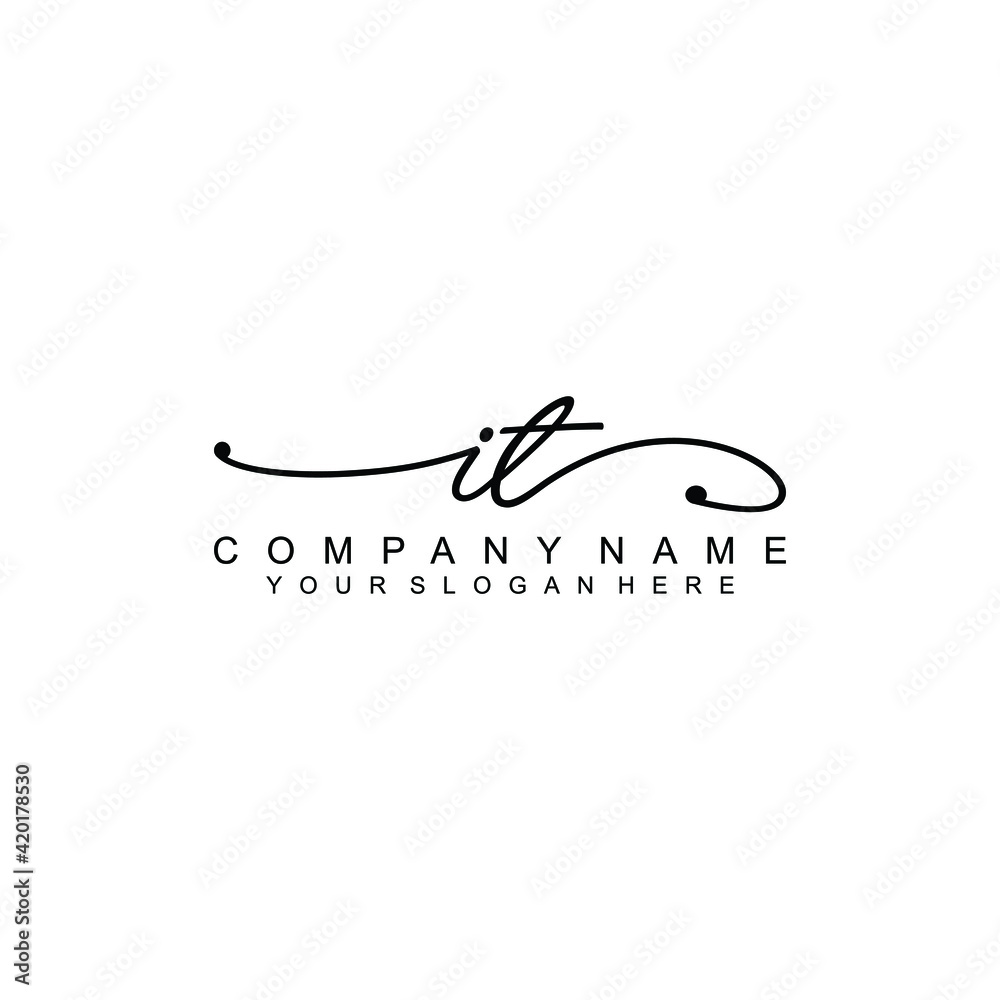 IT beautiful Initial handwriting logo template IT beautiful Initial handwriting logo template