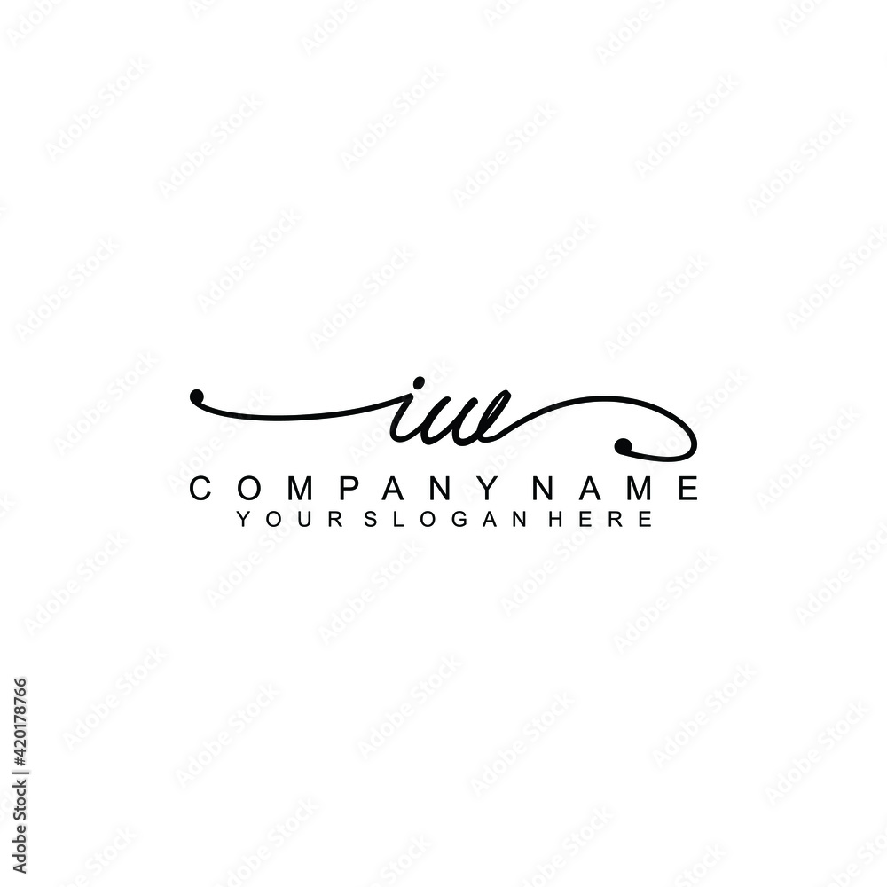 IW beautiful Initial handwriting logo template IW beautiful Initial handwriting logo template