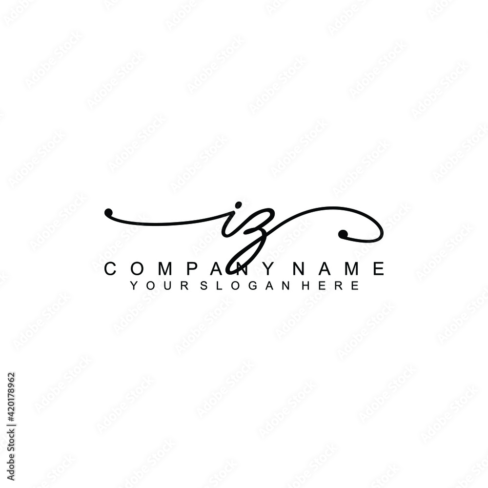 IZ beautiful Initial handwriting logo template IZ beautiful Initial handwriting logo template