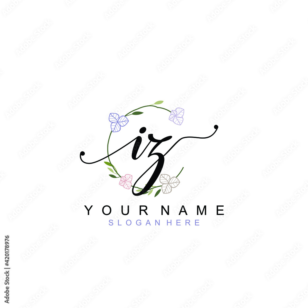 IZ beautiful Initial handwriting logo template IZ beautiful Initial handwriting logo template