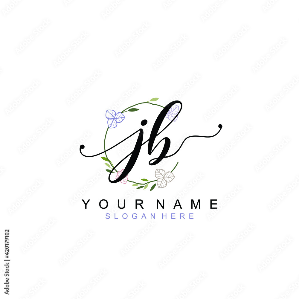 JB beautiful Initial handwriting logo template JB beautiful Initial handwriting logo template