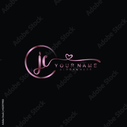 JC beautiful Initial handwriting logo template