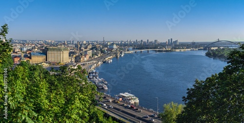 View of the Dnieper River in Kyiv, Ukraine