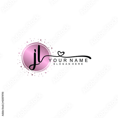 JL beautiful Initial handwriting logo template photo