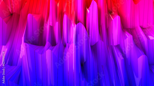 blue-red abstract three-dimensional background. deformed surface. 3d render illustration