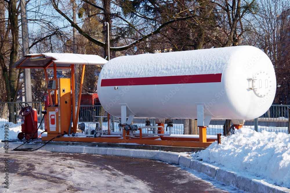 Liquid propane gas station - Winter view.