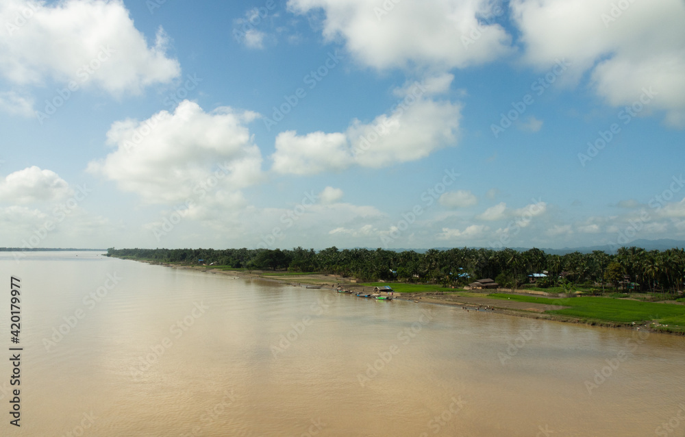 river side of Kaladan and clouds, Rakhine State, Myanmar