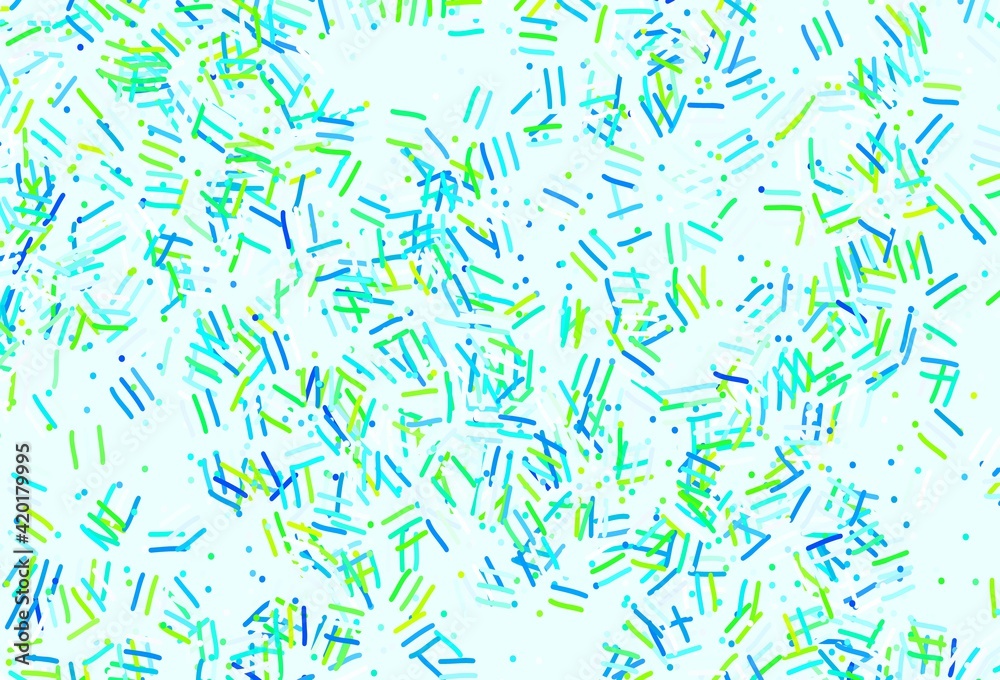 Obraz premium Light Blue, Green vector template with repeated sticks, dots.
