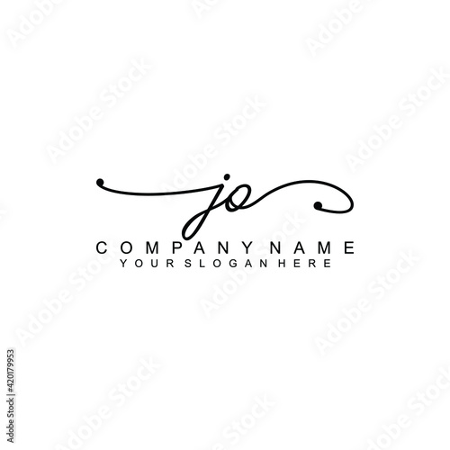 JO beautiful Initial handwriting logo template