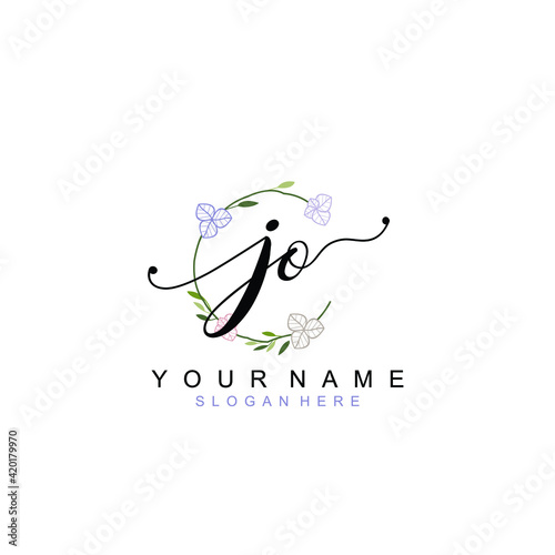 JO beautiful Initial handwriting logo template