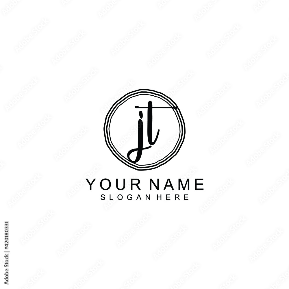 JT beautiful Initial handwriting logo template JT beautiful Initial handwriting logo template