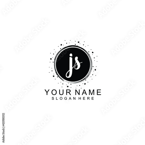 JS beautiful Initial handwriting logo template