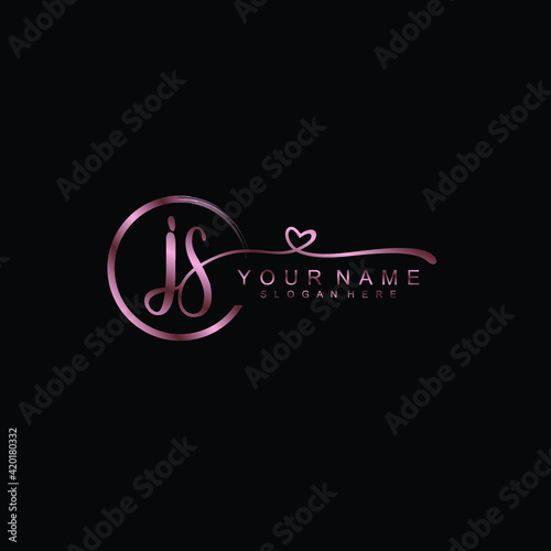 JS beautiful Initial handwriting logo template