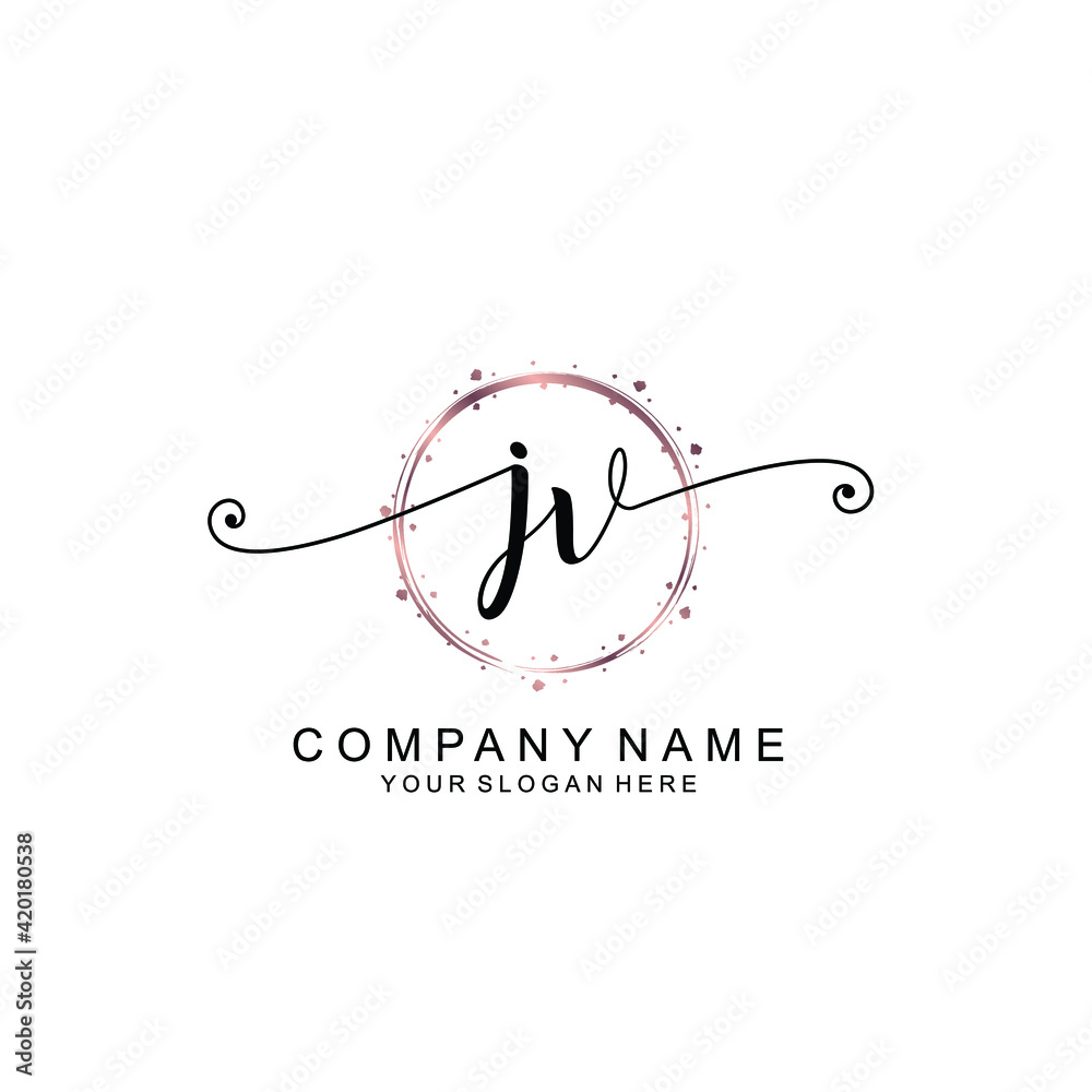 JV beautiful Initial handwriting logo template JV beautiful Initial handwriting logo template