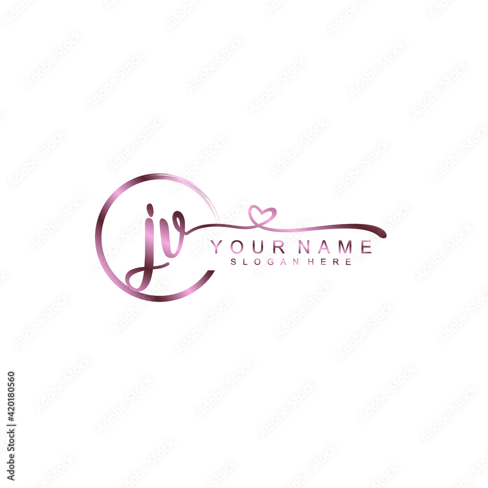JV beautiful Initial handwriting logo template JV beautiful Initial handwriting logo template