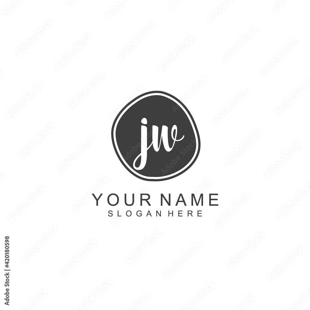 JW beautiful Initial handwriting logo template JW beautiful Initial handwriting logo template
