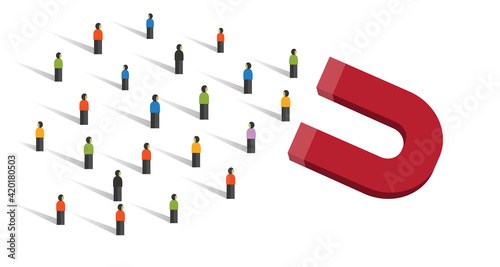 lead generation acquire new customer generate traffic concept of new customer acquisition using magnet horseshoe in business marketing