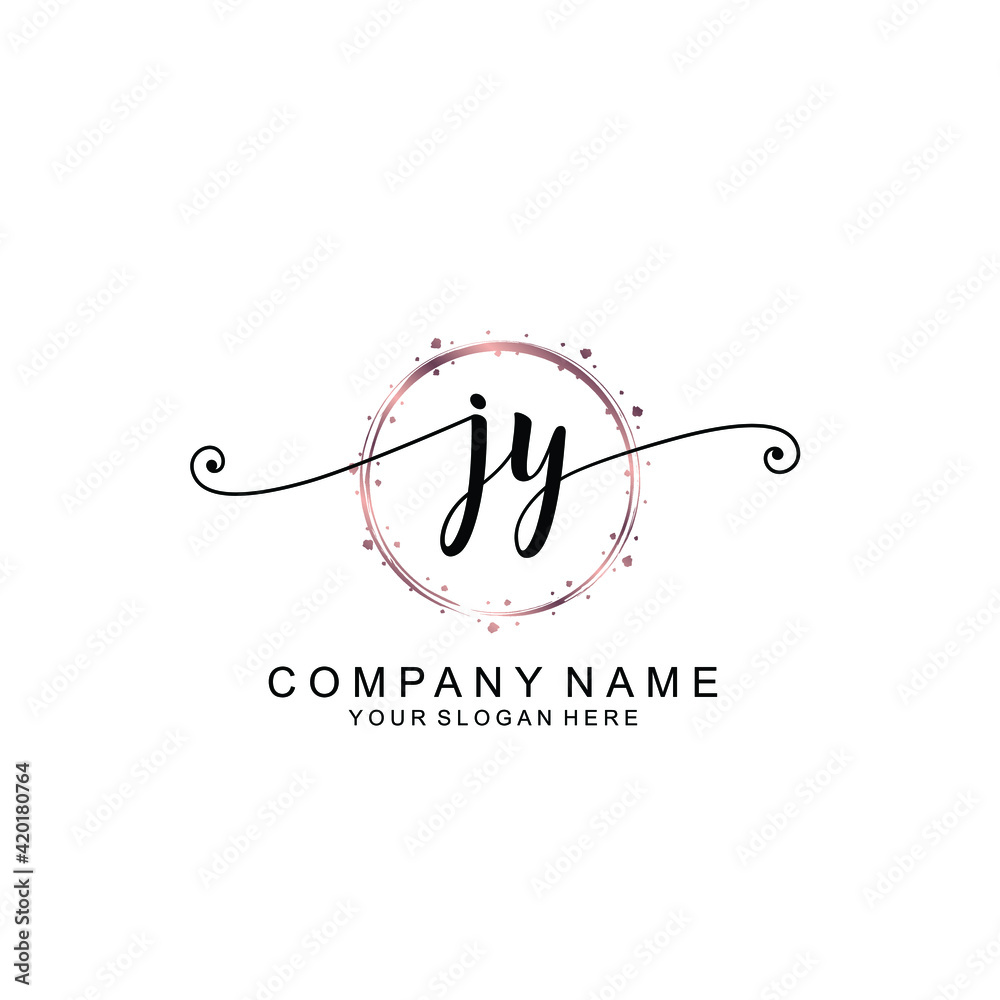 JY beautiful Initial handwriting logo template JY beautiful Initial handwriting logo template