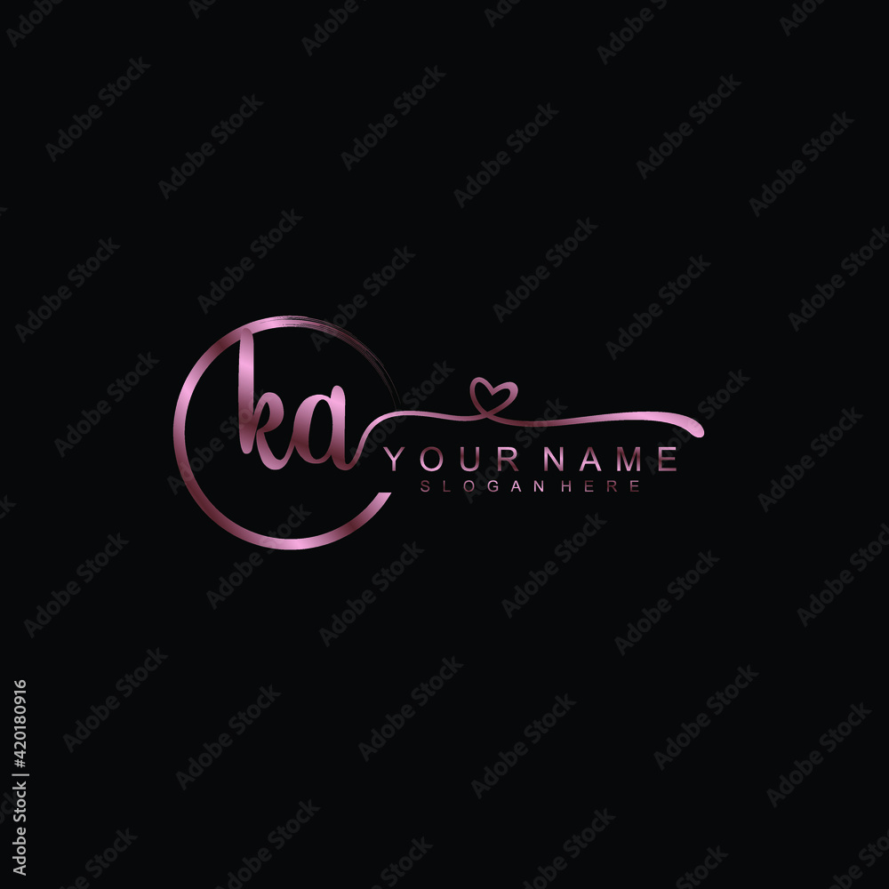 KA beautiful Initial handwriting logo template KA beautiful Initial handwriting logo template