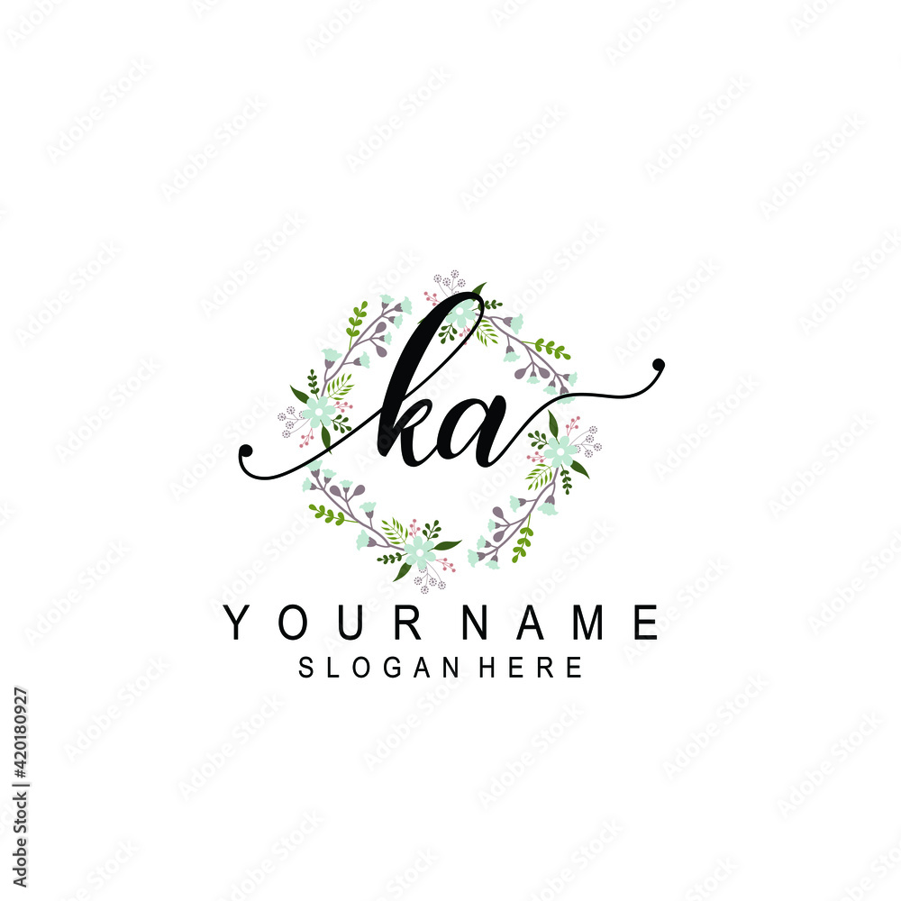 KA beautiful Initial handwriting logo template KA beautiful Initial handwriting logo template