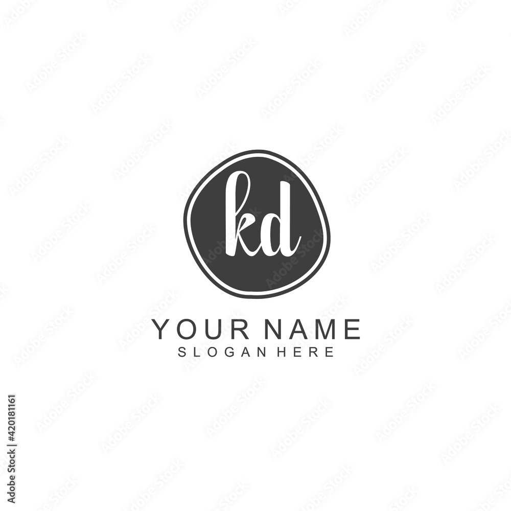 KD beautiful Initial handwriting logo template