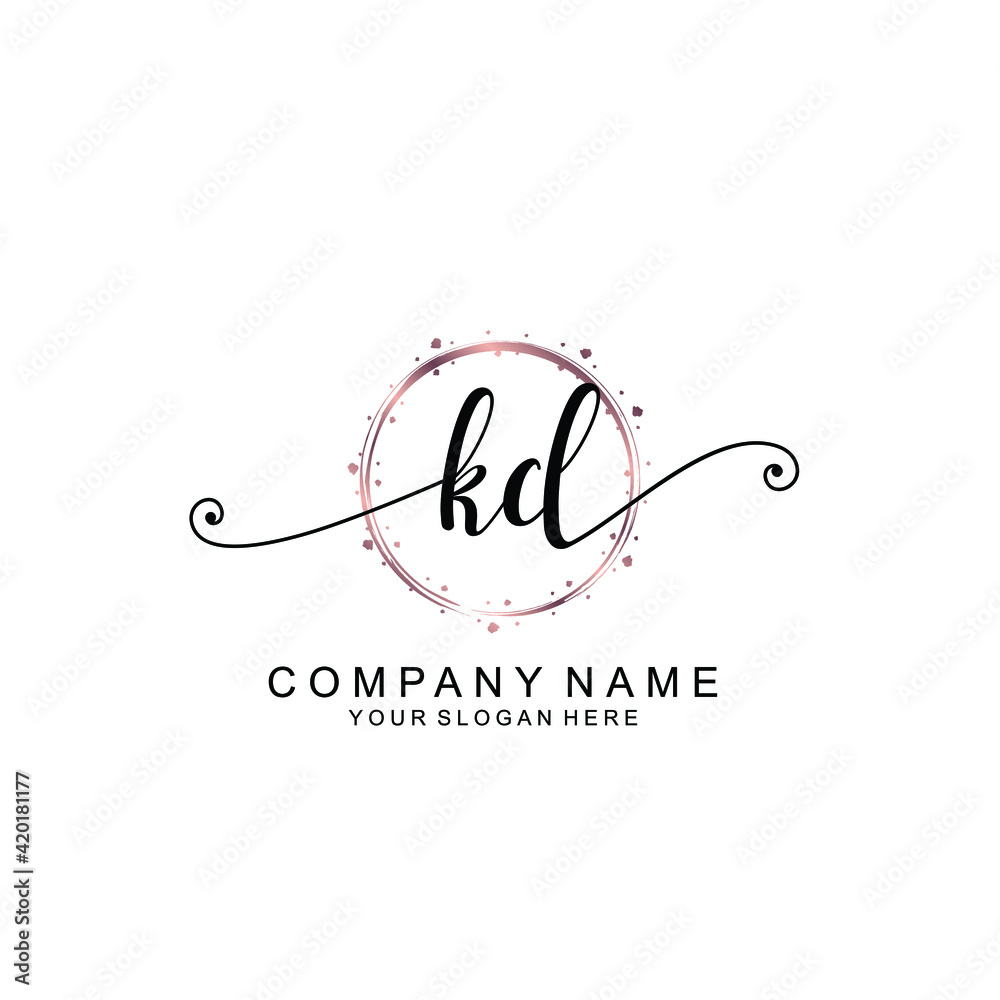 KD beautiful Initial handwriting logo template KD beautiful Initial handwriting logo template