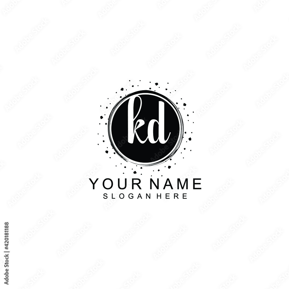 KD beautiful Initial handwriting logo template