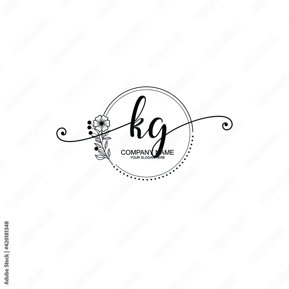 KG beautiful Initial handwriting logo template KG beautiful Initial handwriting logo template