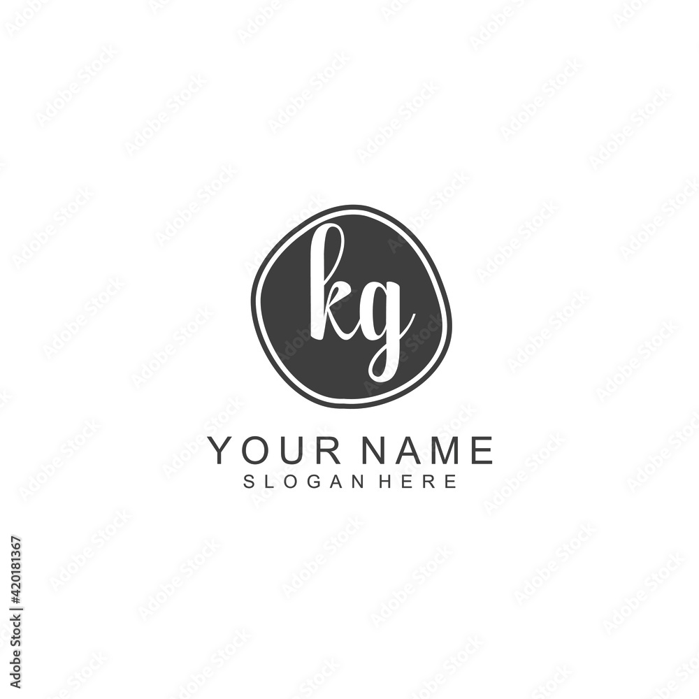 KG beautiful Initial handwriting logo template