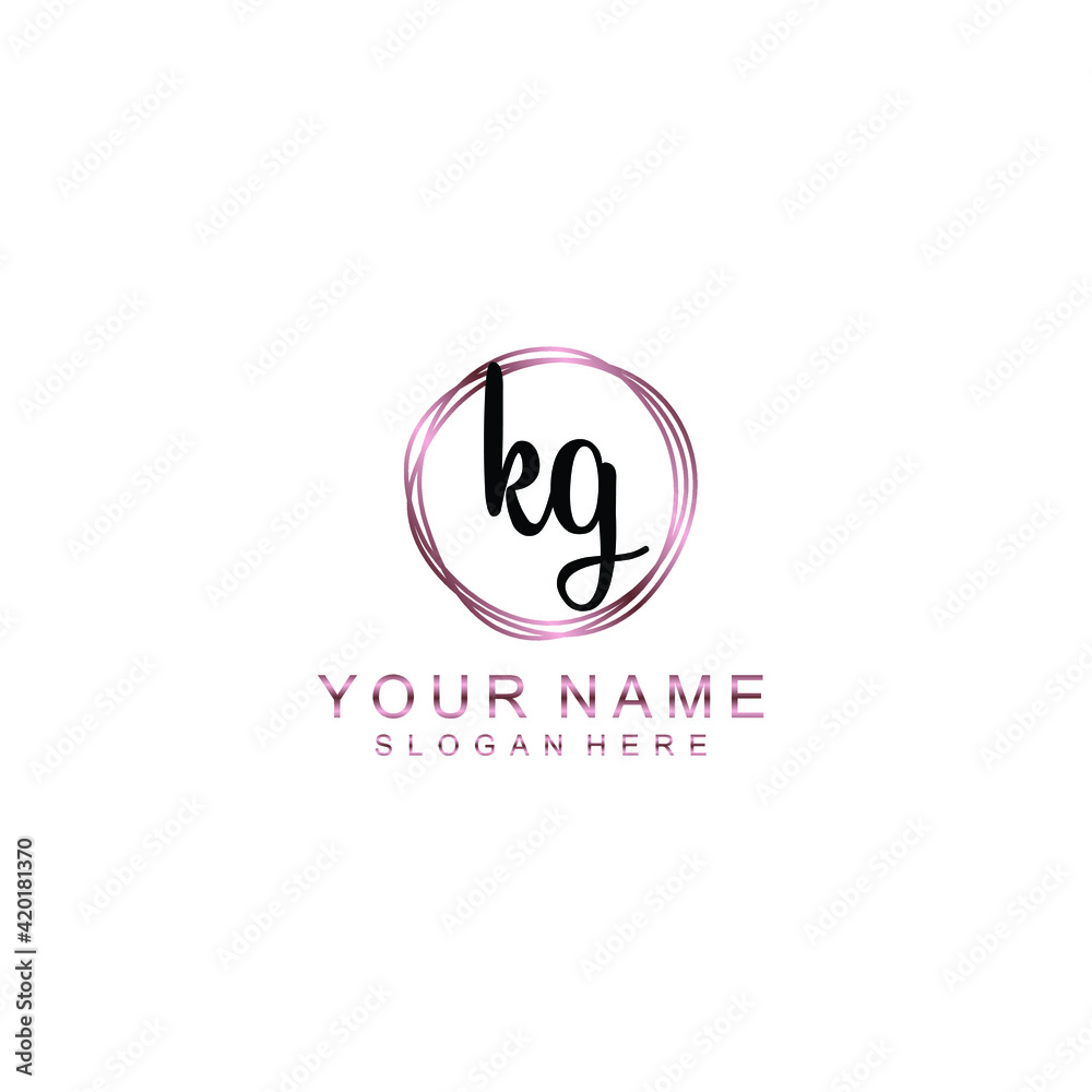 KG beautiful Initial handwriting logo template KG beautiful Initial handwriting logo template