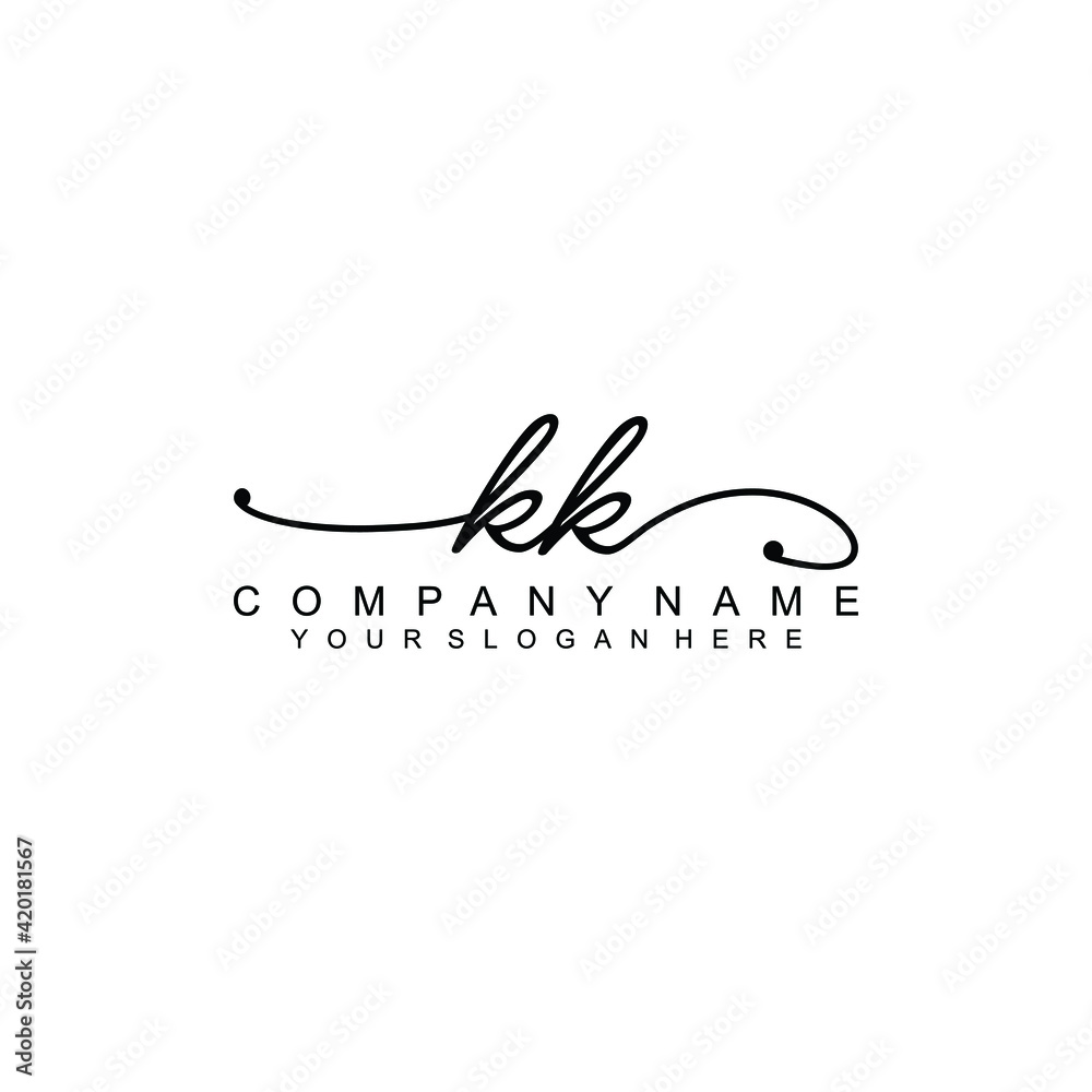 KK beautiful Initial handwriting logo template KK beautiful Initial handwriting logo template