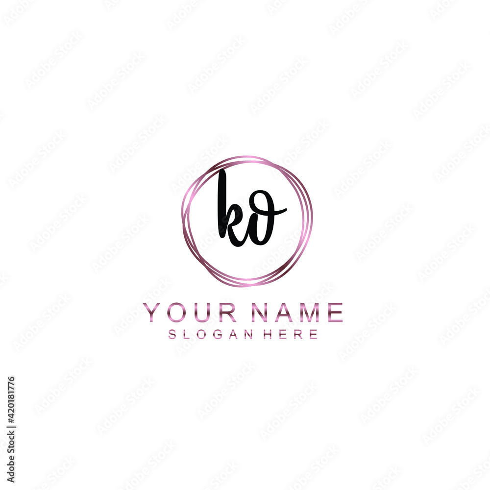 KO beautiful Initial handwriting logo template KO beautiful Initial handwriting logo template