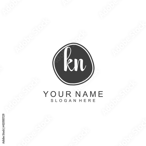 KN beautiful Initial handwriting logo template