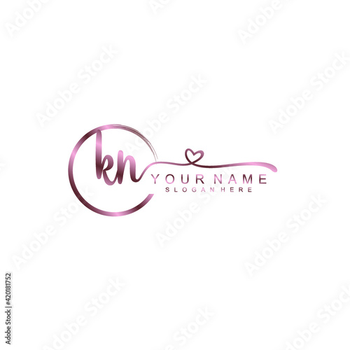 KN beautiful Initial handwriting logo template