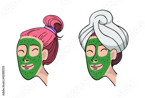 Hydrogel mask. Hygiene, cosmetology, home spa. Vector illustration on a white background.